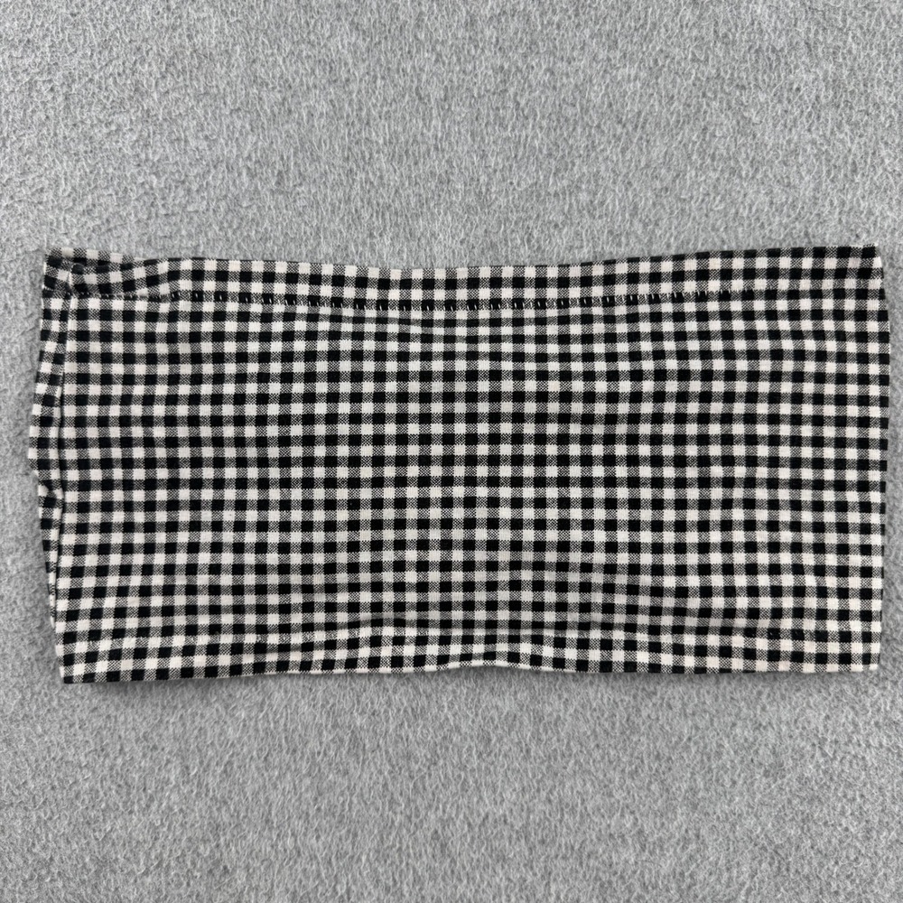 Vintage Paris Tube Top Womens OS Black Gingham Check Bandeau Stretch Strapless